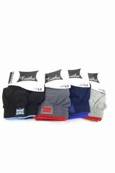 Herren Locker Sitzende Boxer mit Handtuchbund aus Baumwolle 4 Stück