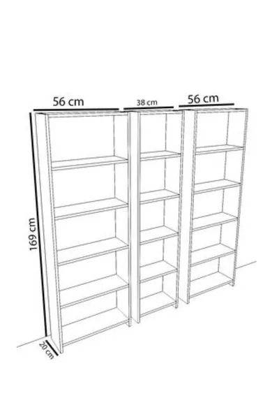 Mobilya 5 Raflı Geniş Kitaplık - Beyaz