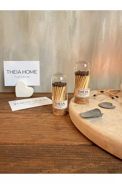 Luciferdoosje met glazen stolp en kurken deksel (AFMETING VAN DE STOLP 7 CM)