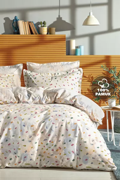 Parure de lit en ranforce 1 place Nimbus - Lilas