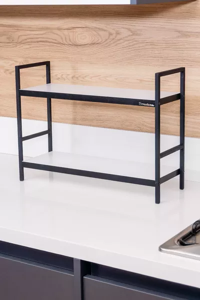 Metal Wood Countertop Shelf Desktop Organizer Spice Rack Decorative Serving Shelf