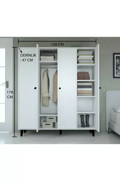 Guardaroba Selin con 4 ante e ripiani