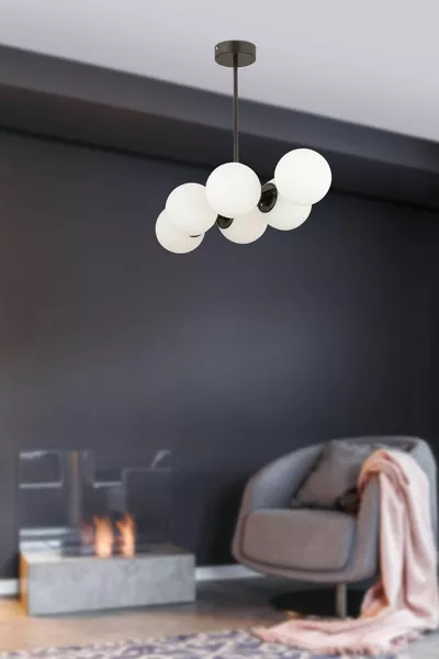 Lema 6-Light Black Modern Dining Table Chandelier for Bedroom and Living Room