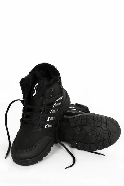 الأطفال الصغار عدم الانزلاق وحيد أحذية الثلج الشتوية مع الفراء داخل