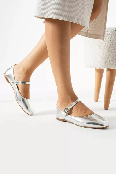 CASUAL SCARF BALLET FLATS WOMEN'S SHOES SILVER