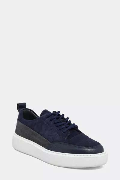MARINEBLAUWE LEREN SNEAKERS