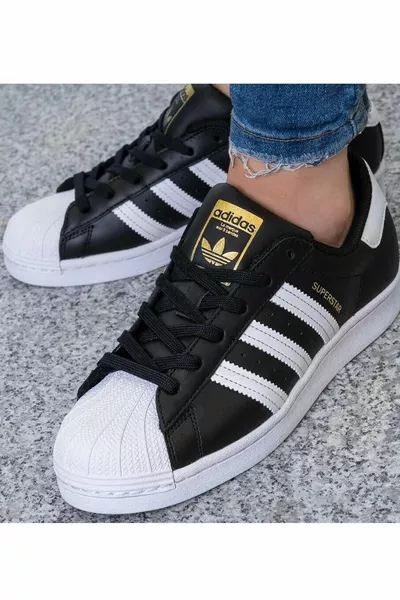 سوبر ستار W-1 حذاء سنيكرز نسائي أسود-بيز