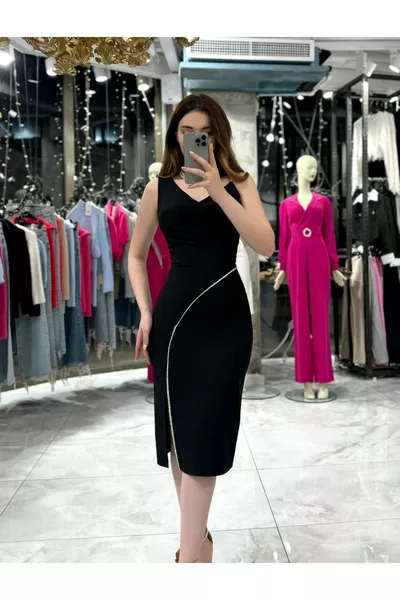 Арина Одно плечо Длина Миди Вечернее Платье Черный