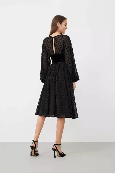 Polka Dot Avondjurk Zwart 