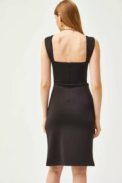 المرأة تنورة سوداء التفاف كورسيج مفصلة غواص البسيطة اللباس 