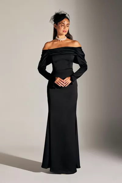 NEW CLARA Off-Shoulder Mermaid Skirt black evening gown