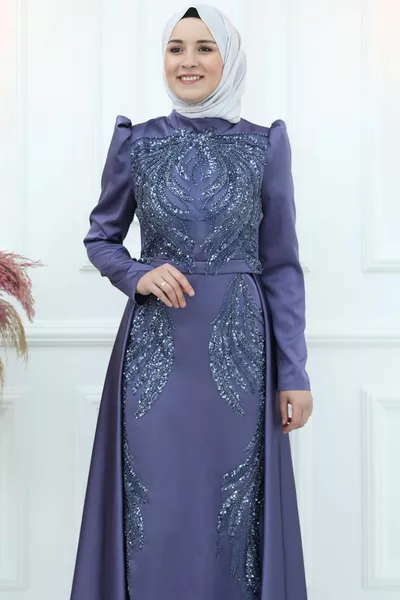 Arya Satin Abendkleid Indigo