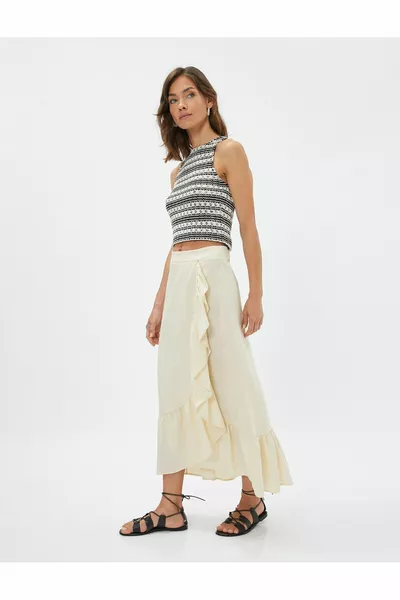 Melis Ağazat X Cotton - Asymmetrische midirok met ruches