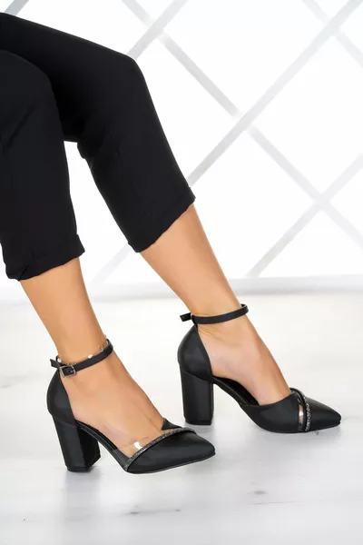 Samira Black Satin Stone Transparent Design Schoenen