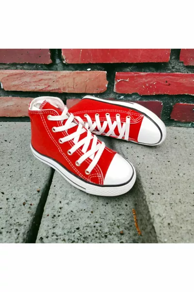 Червена водолазка Платнени модели Унисекс обувки за маратонки с връзки