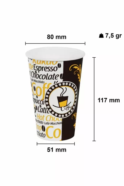  Oz Pappbecher Latte Kaffee Pappbecher mit schwarzem Deckel  ml -  Stück
