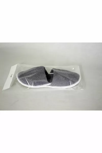 Плюшевые мягкие хлопковые тапочки для ванной антрацитового цвета  см