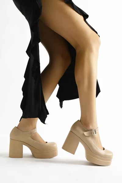 Nilsea Nud Oval Toe Platform Casual Shoes