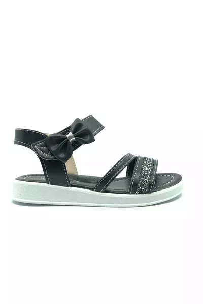 İremsu Bow Stone klittenband meisjes sandalen ZWART