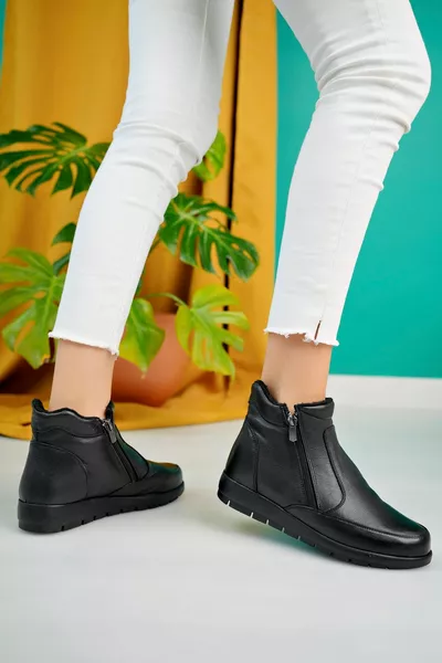 WOMEN'S GENUINE LEATHER RUBBER SOLE ORTHOPEDIC ANATOMICAL DAILY VERY LIGHT BOOTS 