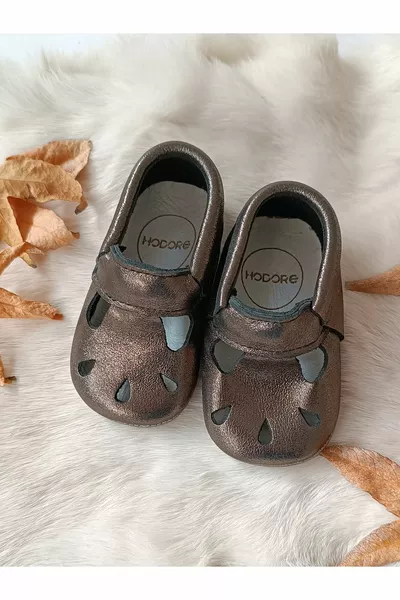 Wizy Copper Genuine Leather Baby Booties Loafers