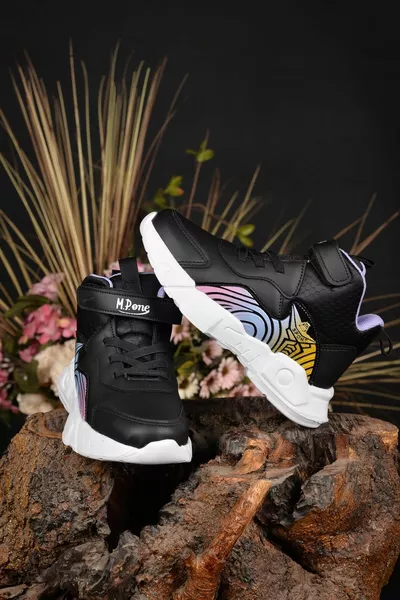 الفتيات الشتاء للماء العظام عدم الانزلاق الحرارية وحيد مريحة جلد أسود-الأرجواني أحذية رياضية