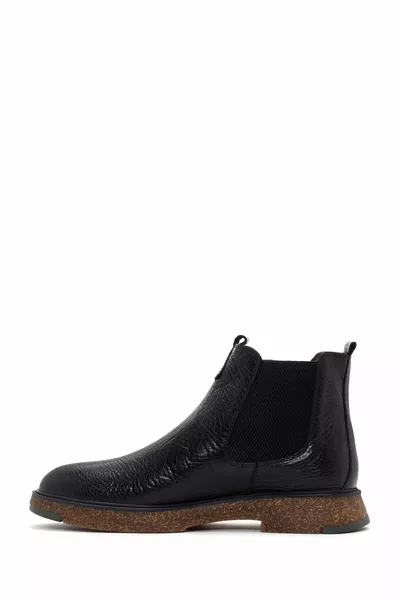 Herren Casual Chelsea Boots aus schwarzem Leder FT