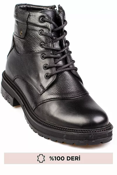 جلد طبيعي ، فرو داخلي ، مقاوم للماء والبرودة ، أحذية رجالية جلدية