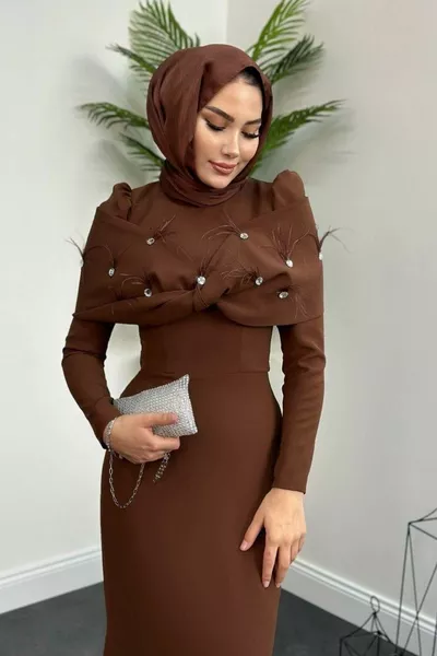 Design Abendkleid Kaffee