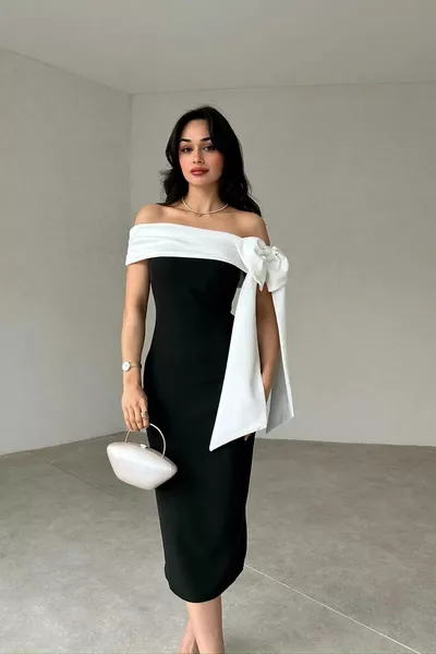 Brianna Double Color Midi Dress