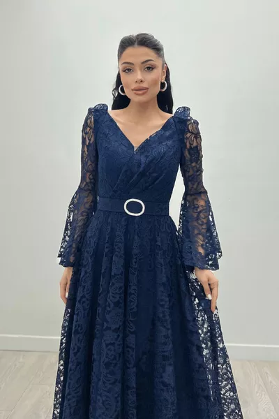Дантелени дръжки от плат Маховик подробни - NAVY BLUE