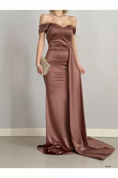 Ramimse Damen Madonna Kragen Tail Detail Maxi Jungen Kleid