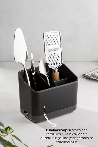 منظم ملاعق للطاولة 5 أقسام أنثراسيت