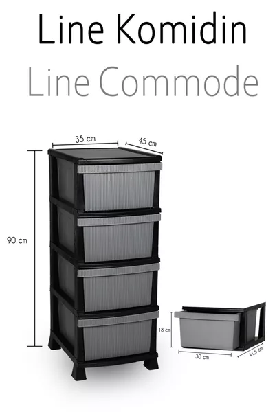 4-Tier Striped Plastic Nightstand with Drawers - Vegetable Rack - Drawer - Toy Box Basket