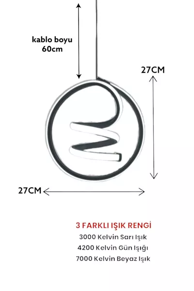 3-Color Light Modern Pendant LED Chandelier Black Case Hallway, Entrance, Room