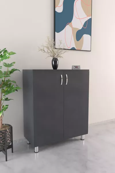 Armadio per scarpe a 4 ripiani, ingresso, multiuso, colore antracite