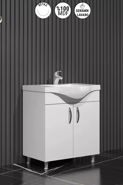 Звезда  см белый МДФ напольная ванная тумба с керамической раковиной