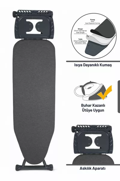 Силвия Сгъваема ютия с плат от специален тъкан текстил, антрацит