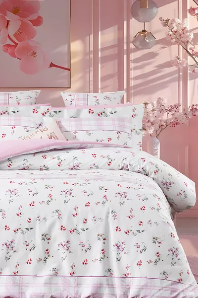 Dekbedovertrekset met Elastisch Hoeslaken Twee persoons CHITIR ROZE