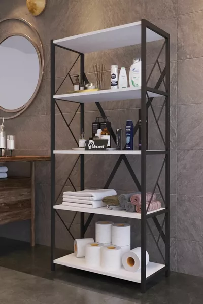 Полка для ванной Mony Metal, 5 полок, органайзер для ванной, полка для моющих средств и полотенец, белая, см