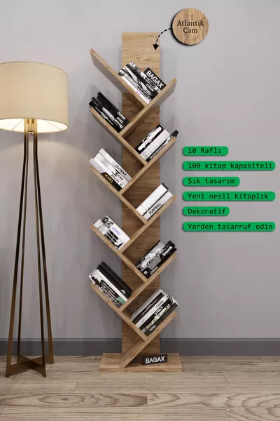 Модел Ликия, цвят бор, декоративен рафт за книги