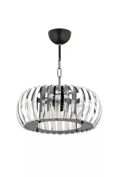 Plafonnier Venüs Noir Cm avec Cristaux et Installation Complète