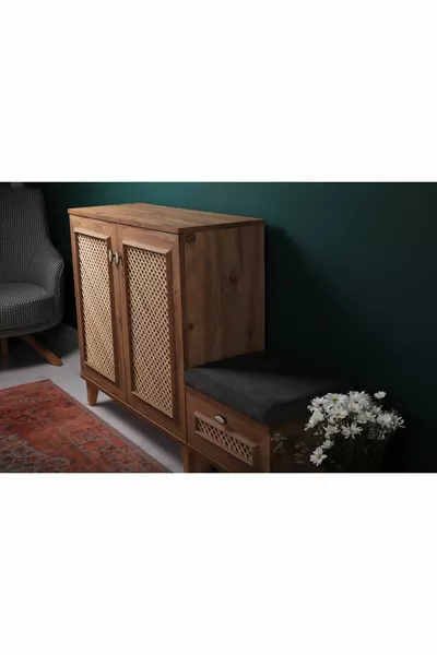 2-Door Shoe Cabinet with Padded Bench Shoe Cabinet with Padded Dresser