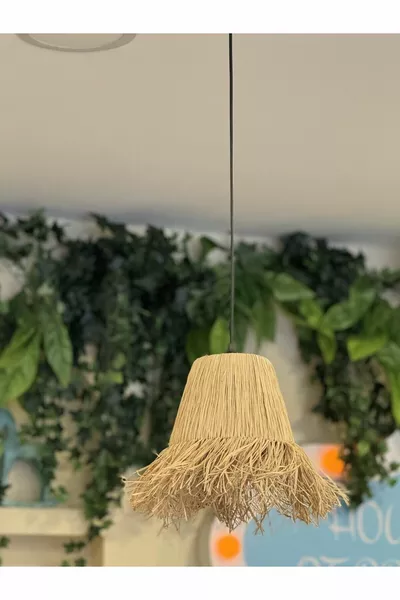 Suspension moyenne artisanale en rotin Hydra Raffia style bohème (1 pièce)