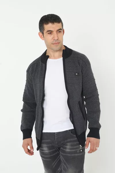 Men's Super Large Knitted Zip-Up Cardigan Sweater