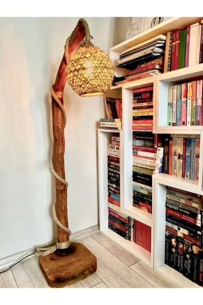 Еге Декоративно Ъглово Осветление Естествено Дървено Полилейно Осветително Тяло см