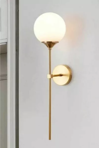 Juliet Enkelvoudige Goudkleurige Wandlamp (met Wit Glas)