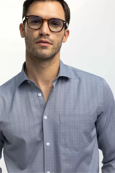 Классическая мужская серая рубашка с длинным рукавом, тонкой полоской, хлопковая, с воротником для галстука