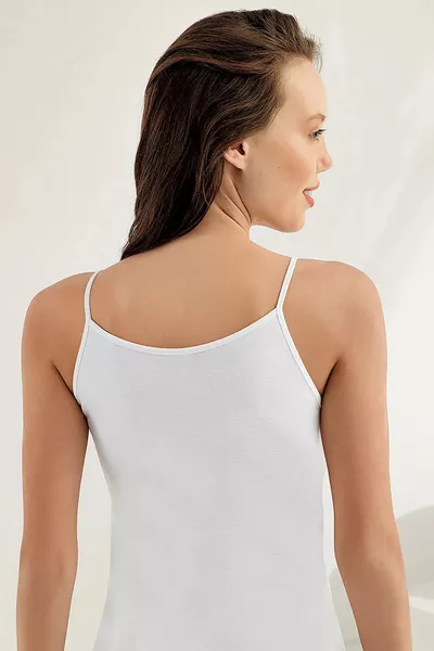 Beyaz Kadın Likralı Ip Askılı Atlet Ceylanoğlu