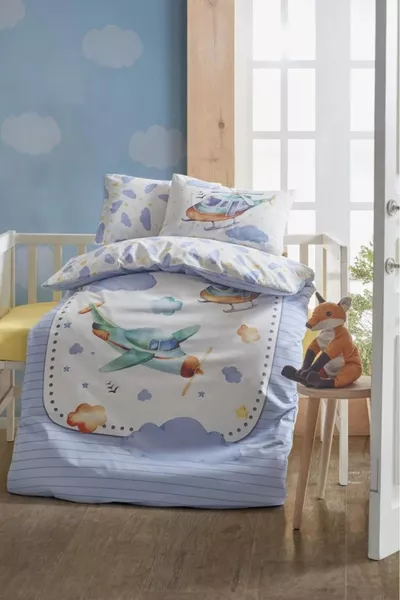 Baby Bedding Set Airplane Blue